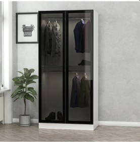 Resim Minar Kale 2 Cam Kapaklı Dolap - Beyaz/siyah 190cm 