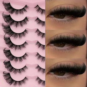 Resim 7 Çift 3D Kedi Gözü Sahte Vizon Kirpik, Lüks Rus Kıvrımı DD Hacimli Süper Kalın ve Dramatik, Yeniden Kullanılabilir, Çapraz Stil, Çift Uzunluk 7-15mm, Başlangıç Dostu Tatil Makijası, Göz Şekli İçin Mükemmel Uyum 