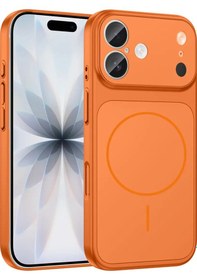 Resim Apple Uyumlu iPhone Turuncu 17 17 Pro Max Görünüme Çeviren Kamera Koruma Magsafe Kılıf 