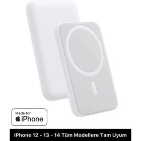 Resim iPhone 12 13 14 15 Tam Uyumlu Magsafe Battery Pack Powerbank Kablosuz Wireless Batarya Şarj Aleti 