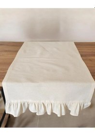 Resim Fırfırlı Keten Runner - 40x110 Cm - Krem Fırfırlı Keten Runner Cappucino 