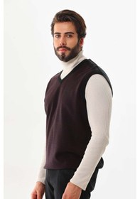 Resim Pelikan Erkek V Yaka Süveter 9617 Bordo 