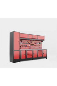 Resim dorf 3,5 Metre Modüler Üst ve Sol Dolaplı 10 Çekmeceli 3 Dolaplı Çalışma Tezgahı Boş 