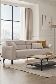 Resim Enza Home Paloma 3'lü Yataklı Koltuk - Krem 