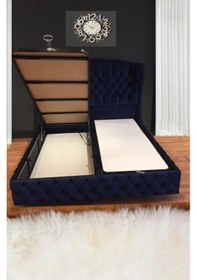 Resim Nivabaza Çift Kişilik Sandıklı Baza Başlık Solid Nıght Blue 