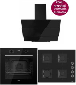Resim Ferre BLACK PLUS SERİSİ 3LÜ CAM ANKASTRE SET (QBL63CS-SS205-SMRCW600) 