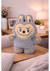 Resim Labubu Peluş Uyku Oyuncağı Tavşan Figürlü Yumuşak Sevimli Uyku Arkadaşı Gri Diğer 