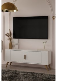 Resim 1373dd Retro-64 Tv Sehpası Beyaz-safirmeşe 