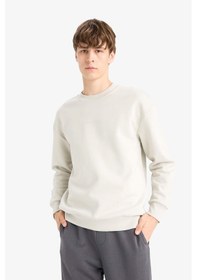 Resim Defacto Boxy Fit Bisiklet Yaka Baskılı Sweatshirt X8282az25aubg672 Bej 