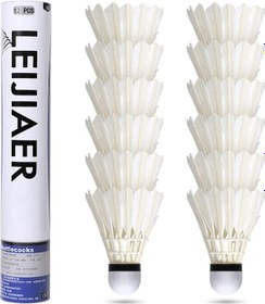 Resim Jeehugo Leıjıaer 12 Adet Profesyonel/orta Seviye Antrenman Badminton Topu, Dayanıklı Tüy Ve Kork Malzeme, Hızlı Hareket Ve Rüzgar Direnci, İç/ Dış Mekan Kullanıma Uygun 