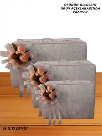 Resim Hasret Çeyiz Sandık Gelin Damat Bavul Çanta Hurç Çeyiz Sandığı 3lü 0566 