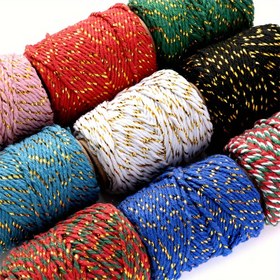 Resim 20M Festif Boncuk İpliği - Polyester İki Tonlu İplik, El Sanatları, Takı Yapımı, Noel Süslemeleri, Düğün Parti Dekorasyonları İçin - Esnek Olmayan, İnce 2Mm Kalınlık 