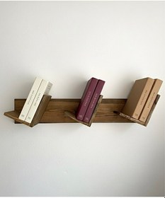 Resim Doğal Ahşap Kitaplık, Dekoratif Tasarım Ahşap Vintage Kitaplık Koyu Meşe 