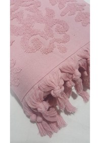 Resim El Bağlamalı Saçaklı El Havlusu 50x90 Cm Gül Kurusu 