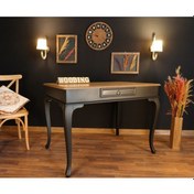 Resim Wooding-Mobilya Wooding 120 Cm Çekmeceli Masif Siyah Naturel Çalışma Masası 