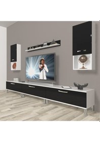 Resim Decoraktiv Eko 270da Slm Krom Ayaklı Tv Ünitesi Tv Sehpası Beyaz - Ceviz 
