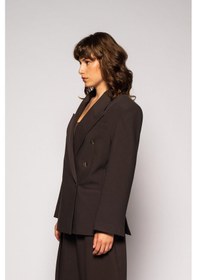Resim Kadın Kahverengi Basene Oturan Oversize Blazer Kahverengi 