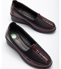 Resim Hakiki Deri Rugan Ve Dalgıç Malzeme Bordo Büyük Numara Kadın Ayakkabısı Günlük-2573-bordo Bordo 