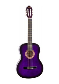 Resim Valencia Vc101tpps 1/4 Klasik Gitar - Mor Sunburst Başlangıç Seviyesi Sap Ayar Çeliği Truss Rod , Küçük Yaş Grubuna Özel Ergonomik Kasa, Dikkat Çekici Mor Gradyan Renk 