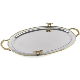 Resim Mikasa Moor Gold Gümüş Yuvarlak Tepsi 50x30x3 Cm-2041 