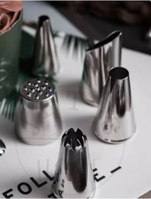 Resim 24 Parça Krema Duyu Seti Orta Boy Şanti Duyu Çelik Pasta Süsleme Duyu-dolgusu Metalik Gri 