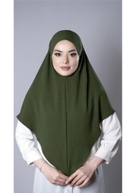 Resim Hürrem Bone Haki Pratik Hazır Geçmeli Tesettür Eşarp Aerobin Kumaş Düz Hijab 2309 09 