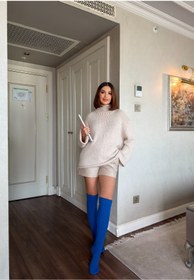 Resim LAGRANZE Cozy Line Premium Kadın Diz Üstü Jakarlı Çorap 