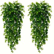 Resim 2-12 Adet Yapay Okaliptüs Sarmaşığı - Tüm Sezon Ev Dekorasyonu için Plastik Asılı Yeşillik, Çeşitli Oda Türleri - Kapsız Sahte Asılı Sarmaşık Bitkisi İç ve Dış Mekan, İyileşme, Tatiller ve Özel Günler Dekorasyonu 