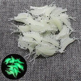 Resim 100 Adet Fosforlu Yumuşak Balıkçılık Yemleri - Gerçekçi Simülasyon Karides Yemi, PVC Malzeme, Kurşunsuz, Tatlı Su/Tuzlu Su Balıkçılığı için Kese Paketli 