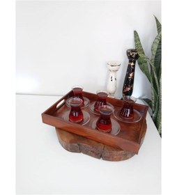 Resim Eskitme Ahşap Sunum Tepsisi Eskitme Kahverengi 