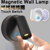 Resim 2/1 adet masa lambası, duvar lambası, manyetik emişli lamba, USB şarj edilebilir pil, 360° dönebilen gece lambası, delme gerektirmeyen kablosuz duvar lambası, 3-renk kademesiz karartma, okuma lambası yatak başı gece lambası, atmosferik aydınlatmalar 
