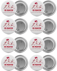 Resim Saturn 19 Mayıs Çanta Rozeti Seti 8 Adet En Büyük Boy 5.8cm Iğneli Broş 