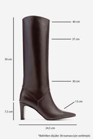 Resim LuviShoes MERLA Kahverengi Cilt Hakiki Deri Kadın Topuklu Çizme 