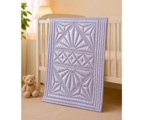 Resim di Tubina %100 Pamuk Bebek Yorganı 84X130 cm Mor İpek Saten Doğal Nefes Alan Bebek Yorganı 