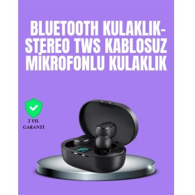 Resim Techno Stock Bluetooth Kulaklık Tws Yüksek Ses Kaliteli Kesintisiz Dijital Göstergeli Kulaklık 