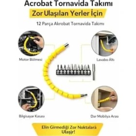 Resim NY Home Esnek Tornavida Ucu Seti 12 Parça, Akrobat, Manyetik Uzatma Aparatı, Ph Torx Allen Uçlar, Profesyonel Tamir ve Montaj Seti 