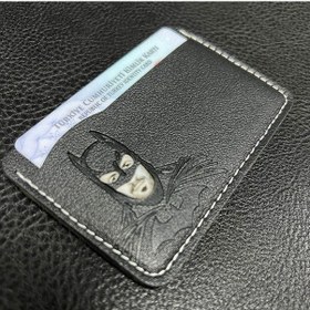 Resim Koto Batman Tasarımlı El Yapımı Hakiki Deri Cüzdan & Kartlık Siyah 
