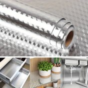 Resim İzole Edici ve Sıçramaya Dayanıklı Alüminyum Folyo Mutfak Stickerları - Kendinden Yapışkanlı Yağa Dirençli Çıkarılabilir Duvar Kağıdı, Çekmeceler, Raflar, Dolaplar İçin - Elmas Desenli Kontak Kağıt Mutfak, Banyo, Yatak Odası Dekoru için, Mutfak Duvarlarına Özel Çok Yönlü Oda Süslemeleri 