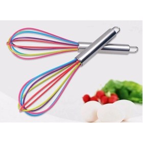 Resim EkoAlışverişDünyam Silikon Çırpıcı Metal Saplı Renkli Çırpma Teli 