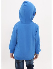 Resim Toontoy Kids Toontoy Erkek Çocuk Relax Fit Kapüşonlu Cepli Baskılı Sweatshirt - 2 İplik Saks 