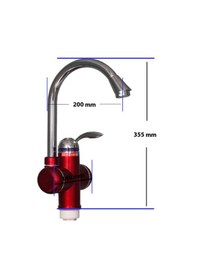 Resim Elektrikli Sıcak Musluk Ani Su Isıtıcı Termal Şofben Musluk Asg1k Kırmızı 