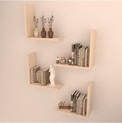 Resim Rafkestir Aras Duvar Raf Seti 4 Lü Krem ( Parlak ) 