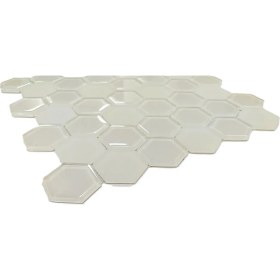 Resim Mutfak Tezgah Arası, Havuz, Banyo, Sauna, Spa, Iç ve Dış Dekorasyonda Tüm Yüzeyler Için, 48X6MM. Hegzagonal Sıcak Beyaz, 30X30CM. Fileli Kristal Cam Mozaik. (11 File Karo = 1 M2 Fiyatıdır ) 