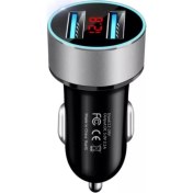 Resim Led Display Oto Telefon Şarj Cihazı 2li USB 