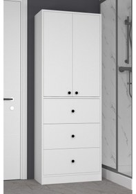 Resim Güneş 3 Çekmeceli 2 Kapaklı Banyo Dolabı Beyaz 