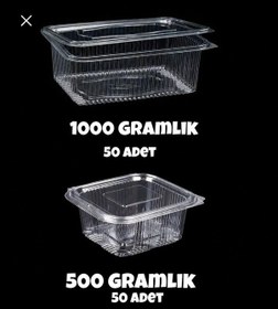 Resim Plastik Sızdırmaz Kap 500 Gr - 1000 Gr Kullan At Tek Kullanımlık Kapaklı Kase 50 Adet 2 Li Set 