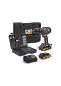 Resim Cat Dx12set 18volt/2.0ah Li-ion Çift Akülü Kömürsüz Profesyonel Şarjlı Darbeli Matkap + Da01903 201 Parça Delme/vidalama Uç Seti Fr Dx12set 