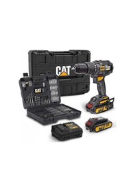 Resim Cat Dx12set 18volt/2.0ah Li-ion Çift Akülü Kömürsüz Profesyonel Şarjlı Darbeli Matkap + Da01903 201 Parça Delme/vidalama Uç Seti Fr Dx12set 