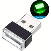 Resim Dream011 1 Adet Mini Usb Led Araç İçi Lamba - 7 Renk Modu Yeşil Usb Araç Panorama Kapı Dekoratif Gece Aydınlatma 