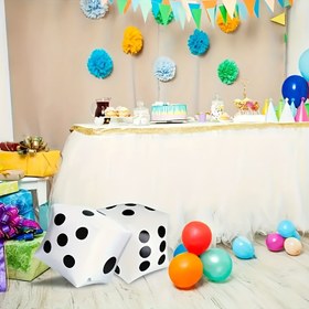 Resim Jumbo Şişme Zarlar - Hafif ve Dayanıklı Plastik Parti Dekoru İç Mekan/Dış Mekan Oyunları, Havuz Partileri & Çim Oyunları için - Güç Gerekmez, Beyaz Siyah Noktalarla, Bayramlık Parti Süsleri & Dekorasyonlar, Şişirilebilir Aksesuarlar, Eğlenceli Tasarım, Güc Gerektirmez 